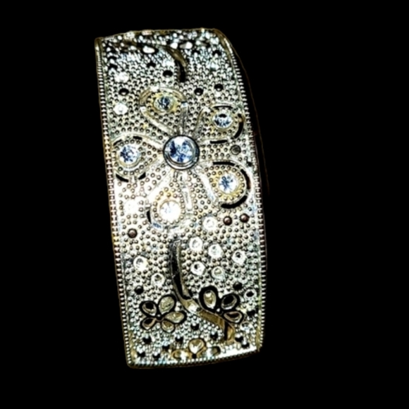 Soft yellow silver, rhinestone studded hair barrette - Picture 1 of 5